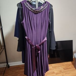 Sz L Petite Elegant Purple Beaded Dress